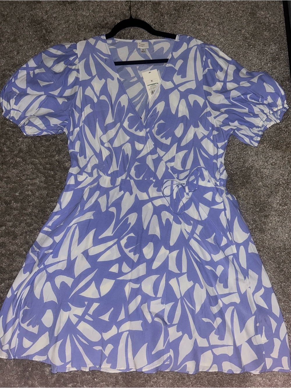a new day Blue & White Abstract Faux-Wrap Mini Dress